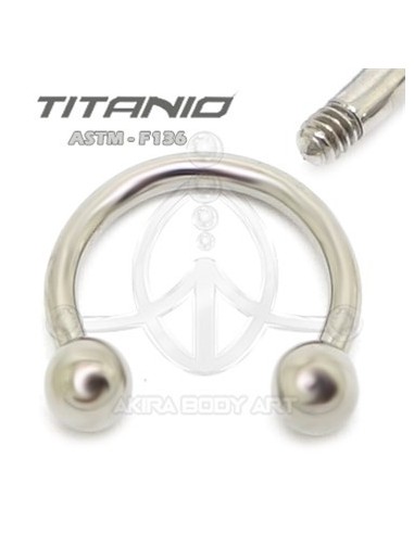 Circular barbel de titanio crudo.