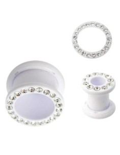 Túnel Acrílico con rosca Blanco-Joyas.