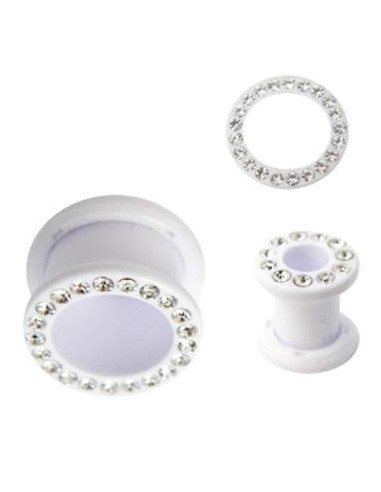 Túnel Acrílico con rosca Blanco-Joyas.