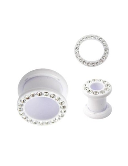 Túnel Acrílico con rosca Blanco-Joyas. Túnel Acrílico con rosca Blanco-Joyas.