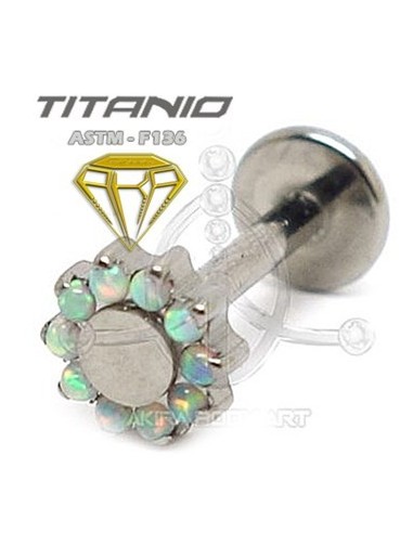 Labret titanio ROSCA INTERNA - Flor ópalo