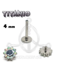 Labret titanio ROSCA INTERNA - Flor ópalo 2