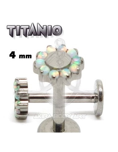 Labret titanio ROSCA INTERNA - Flor ópalo