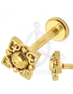 Labret Flor Corazones Oro (Rosca interna)