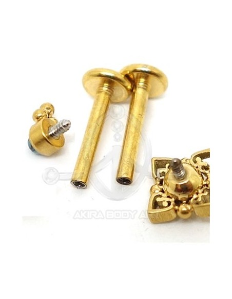 Labret Flor Corazones Oro (Rosca interna)
