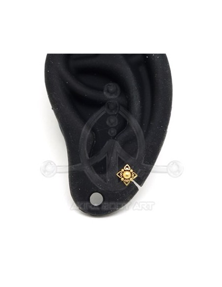 Labret Flor Corazones Oro (Rosca interna)