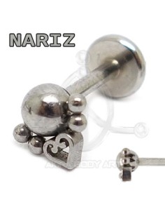 Labret Triangulo Bolas y Corazon  (Rosca interna)