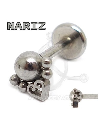 Labret Triangulo Bolas y Corazon  (Rosca interna)
