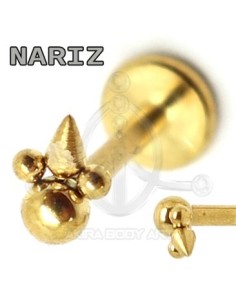Labret Triangulo Bolas y Pincho Oro (Rosca interna)