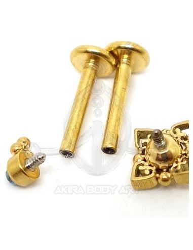 Labret Triangulo Bolas y Pincho Oro (Rosca interna)