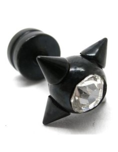 Dilatador Falso acero negro estrella con joya