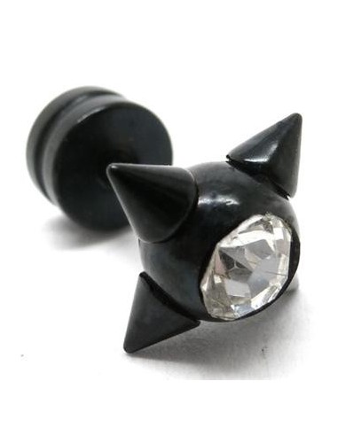 Dilatador Falso acero negro estrella con joya