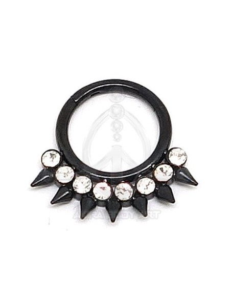 Aro Segmentado pinchos con joyas - NEGRO