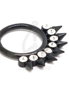 Aro Segmentado pinchos con joyas - NEGRO 2
