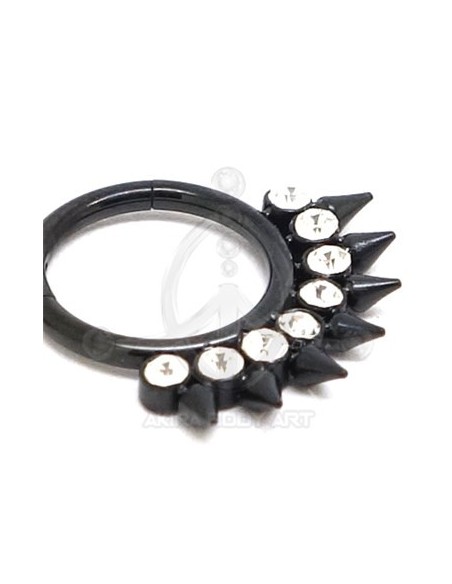 Aro Segmentado pinchos con joyas - NEGRO