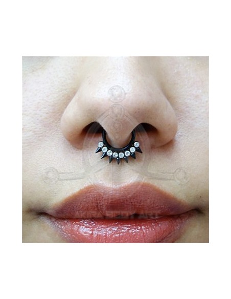 Aro Segmentado pinchos con joyas - NEGRO