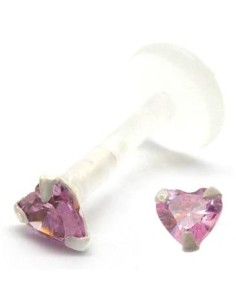 Labret Bio Plástico con corazon joya negra de 3 mm