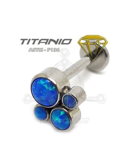Labret Titanio 4 Ópalos Azul