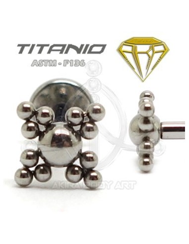 Labret Pirámides-Bolas (Titanio Rosca interna)