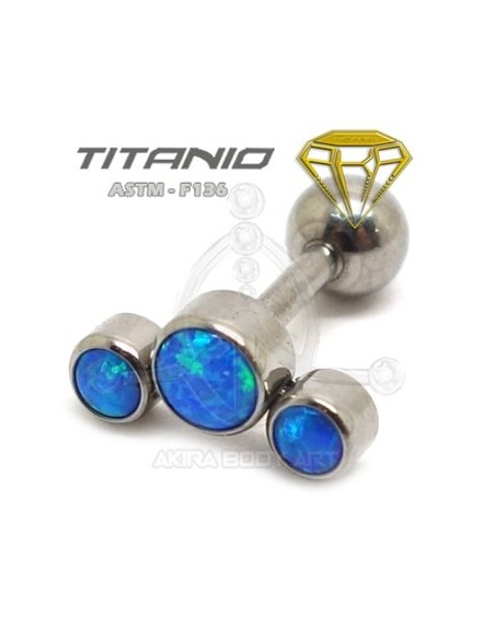 Tragus 3 Ópalos Azules