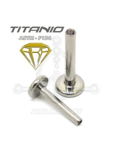 Barra de Labret Titanio. Rosca Interna