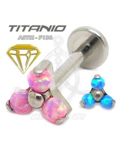 Labret TRES ÓPALOS (Titanio Rosca interna)