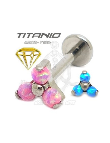 Labret TRES ÓPALOS (Titanio Rosca interna) Labret TRES ÓPALOS (Titanio Rosca interna)