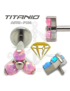 Labret TRES ÓPALOS (Titanio Rosca interna) 2