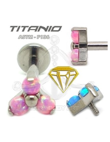 Labret TRES ÓPALOS (Titanio Rosca interna)