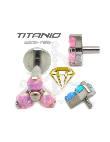 Labret TRES ÓPALOS (Titanio Rosca interna) Labret TRES ÓPALOS (Titanio Rosca interna)