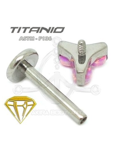 Labret TRES ÓPALOS (Titanio Rosca interna)