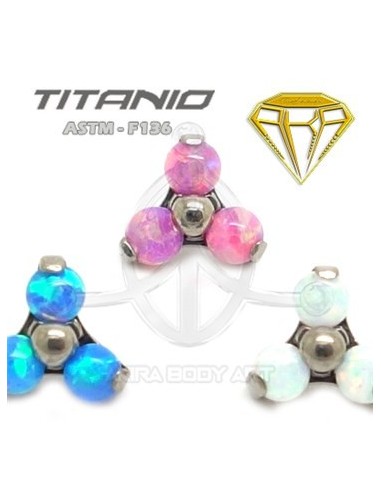 Labret TRES ÓPALOS (Titanio Rosca interna)