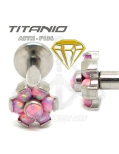 Labret FLOR ÓPALOS (Titanio Rosca interna) 2