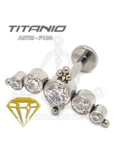 Labret LUNA DE CRISTAL con Bolas - Titanio