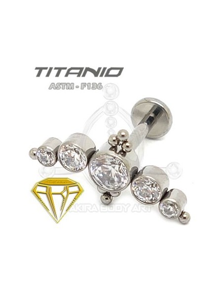 Labret LUNA DE CRISTAL con Bolas - Titanio Labret LUNA DE CRISTAL con Bolas - Titanio