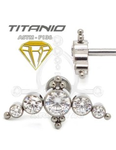 Labret LUNA DE CRISTAL con Bolas - Titanio 2