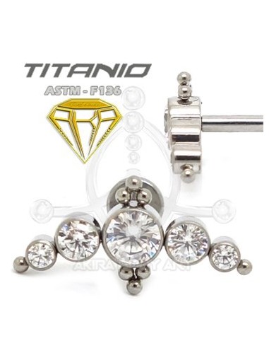 Labret LUNA DE CRISTAL con Bolas - Titanio