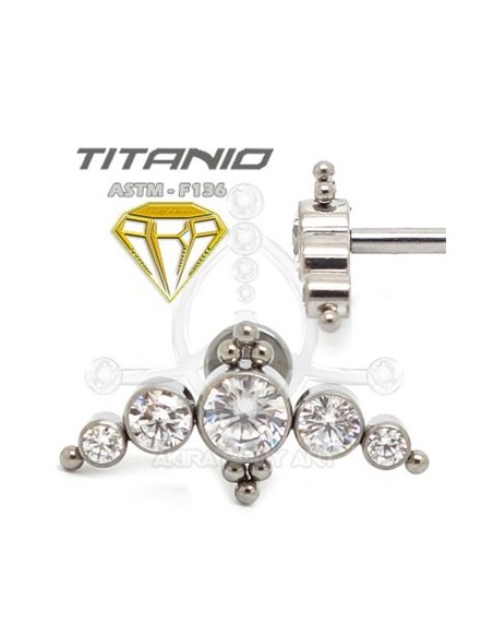 Labret LUNA DE CRISTAL con Bolas - Titanio Labret LUNA DE CRISTAL con Bolas - Titanio