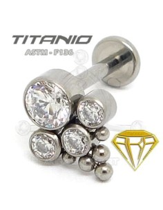 Labret 4 JOYAS con Bolas - Titanio (2)