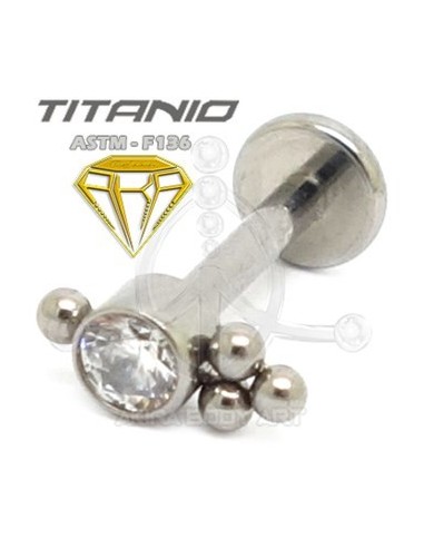 Labret JOYA con Bolas - Titanio (2)
