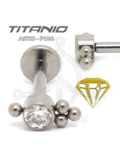 Labret JOYA con Bolas - Titanio (2) 2
