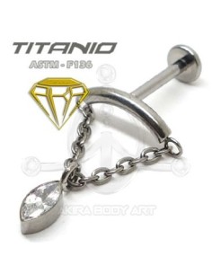 Labret barra con cadena - OJO DE CRISTAL