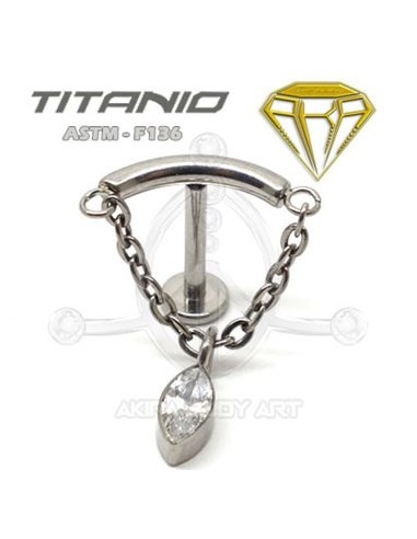 Labret barra con cadena - OJO DE CRISTAL
