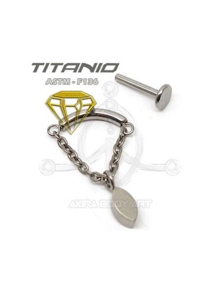 Labret barra con cadena - OJO DE CRISTAL Labret barra con cadena - OJO DE CRISTAL