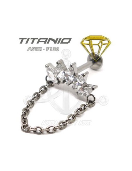 Labret corona de joyas con cadena Labret corona de joyas con cadena