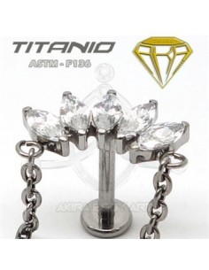 Labret corona de joyas con cadena 2