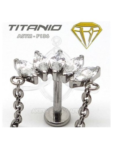 Labret corona de joyas con cadena