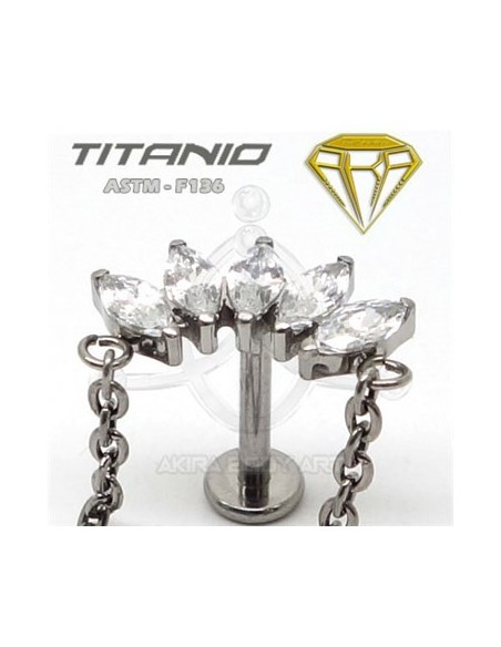 Labret corona de joyas con cadena Labret corona de joyas con cadena