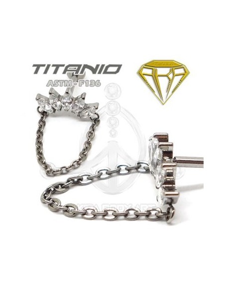 Labret corona de joyas con cadena Labret corona de joyas con cadena