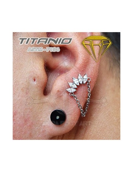Labret corona de joyas con cadena Labret corona de joyas con cadena
